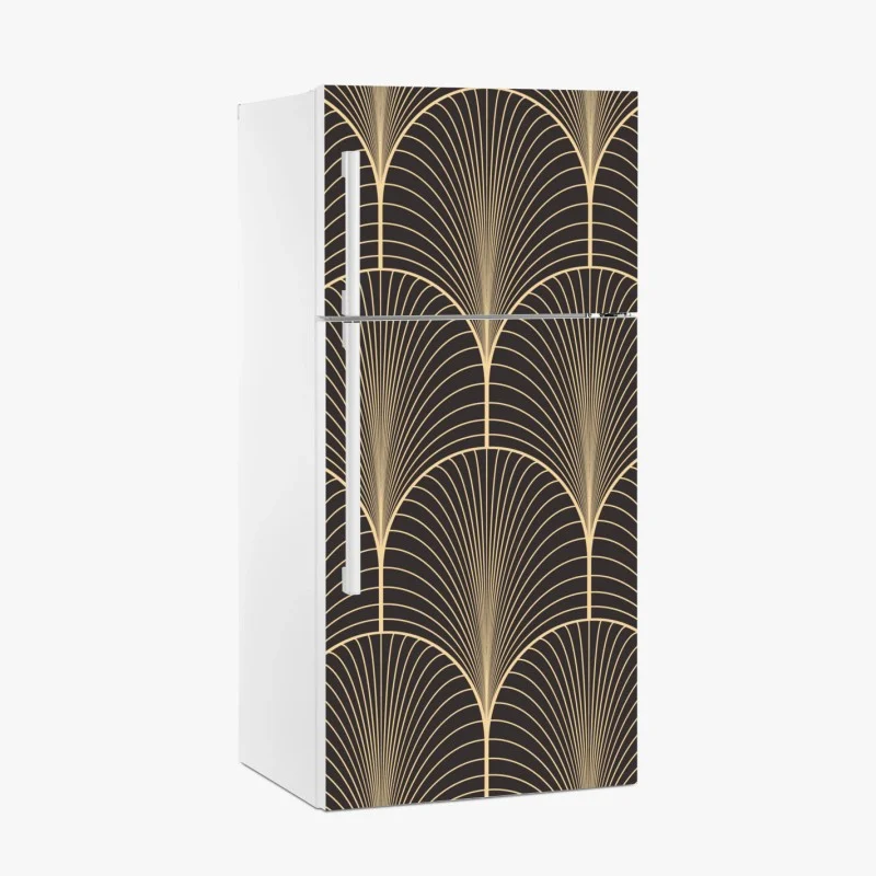 Fridge sticker art deco gold fan pattern