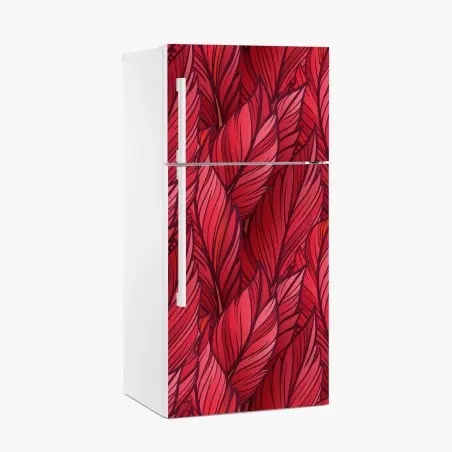 Fridge sticker red botanical leaf pattern • Wallissimo®