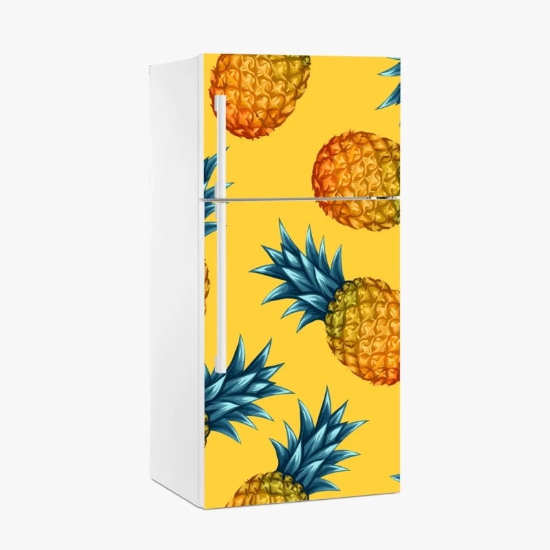 Fridge sticker tropical pineapple pattern on yellow background