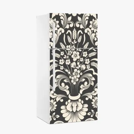 Fridge sticker vintage floral damask pattern • Wallissimo®