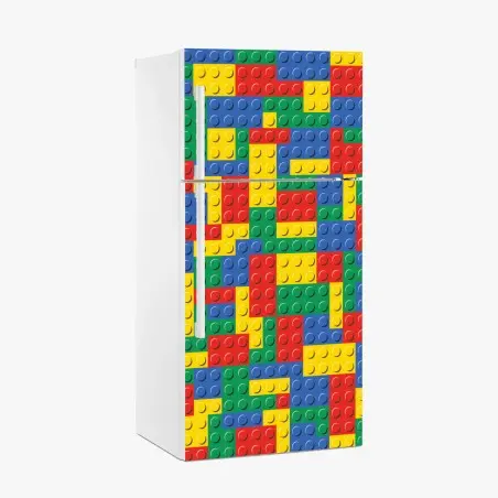Fridge sticker colorful building block pattern • Wallissimo®