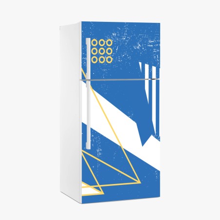 Fridge sticker blue geometric abstract composition • Wallissimo®