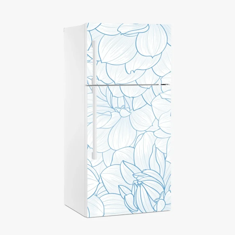 Fridge sticker delicate blue floral pattern
