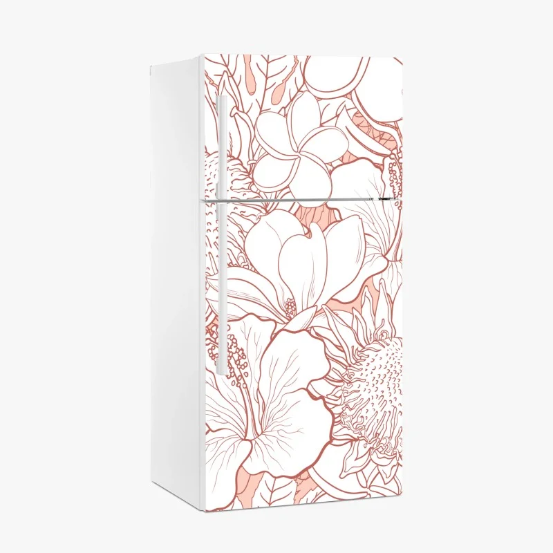 Fridge sticker delicate coral floral pattern
