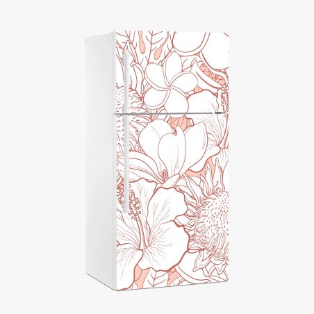 Fridge sticker delicate coral floral pattern • Wallissimo®