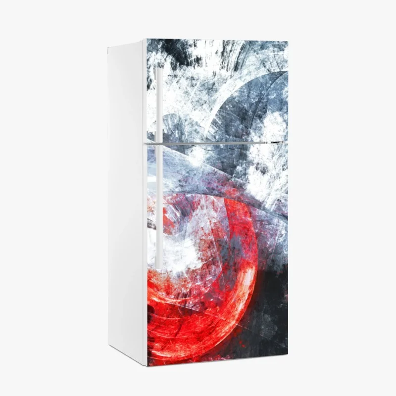 Fridge sticker dynamic red and white abstract motion