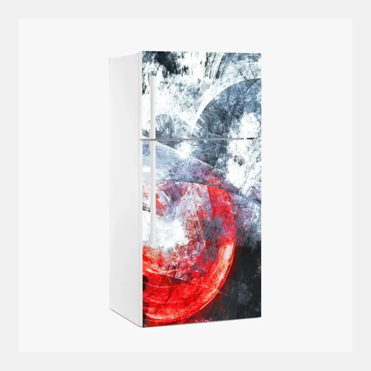 Fridge sticker dynamic red and white abstract motion • Wallissimo® Fridge sticker dynamic red and white abstract motion • Wallissimo®