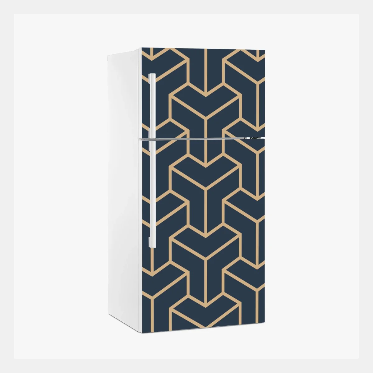 Fridge sticker navy geometric cube pattern ⁕ Wallissimo® Fridge sticker navy geometric cube pattern ⁕ Wallissimo®
