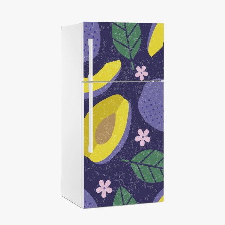 Fridge sticker playful plum and leaf pattern • Wallissimo®