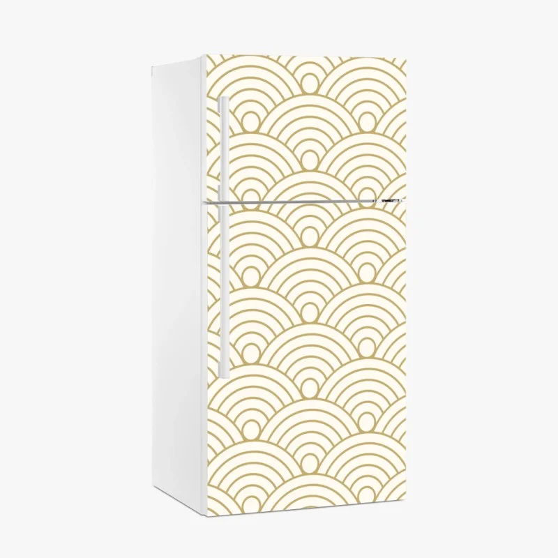 Fridge sticker gold seigaiha wave pattern