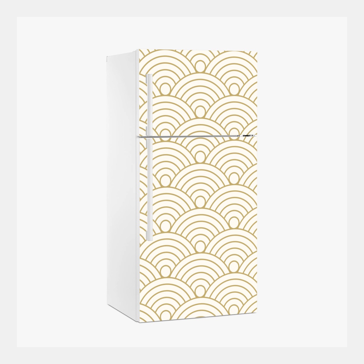 Fridge sticker gold seigaiha wave pattern • Wallissimo®