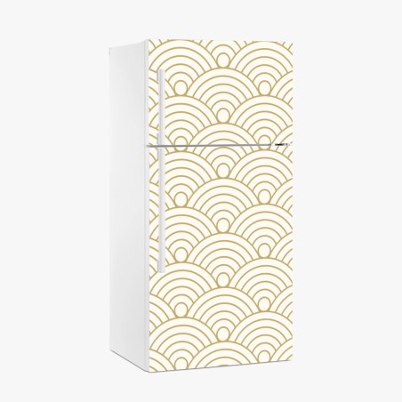 Fridge sticker gold seigaiha wave pattern • Wallissimo®