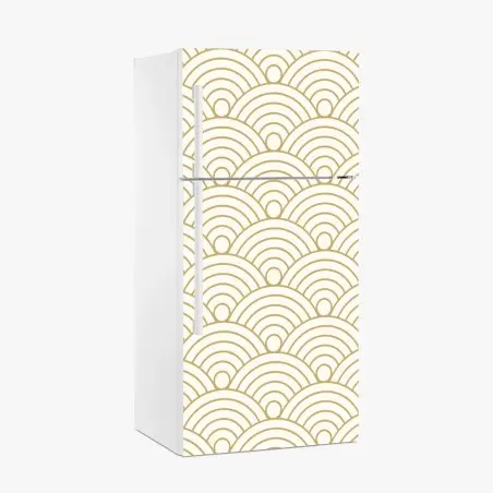 Fridge sticker gold seigaiha wave pattern • Wallissimo®