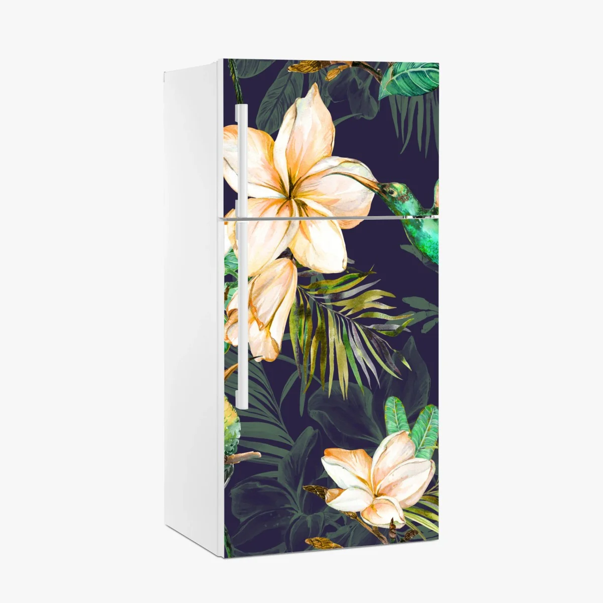 Fridge sticker tropical hummingbirds and plumeria watercolor pattern ⁕ Wallissimo® Fridge sticker tropical hummingbirds and plumeria watercolor pattern ⁕ Wallissimo®