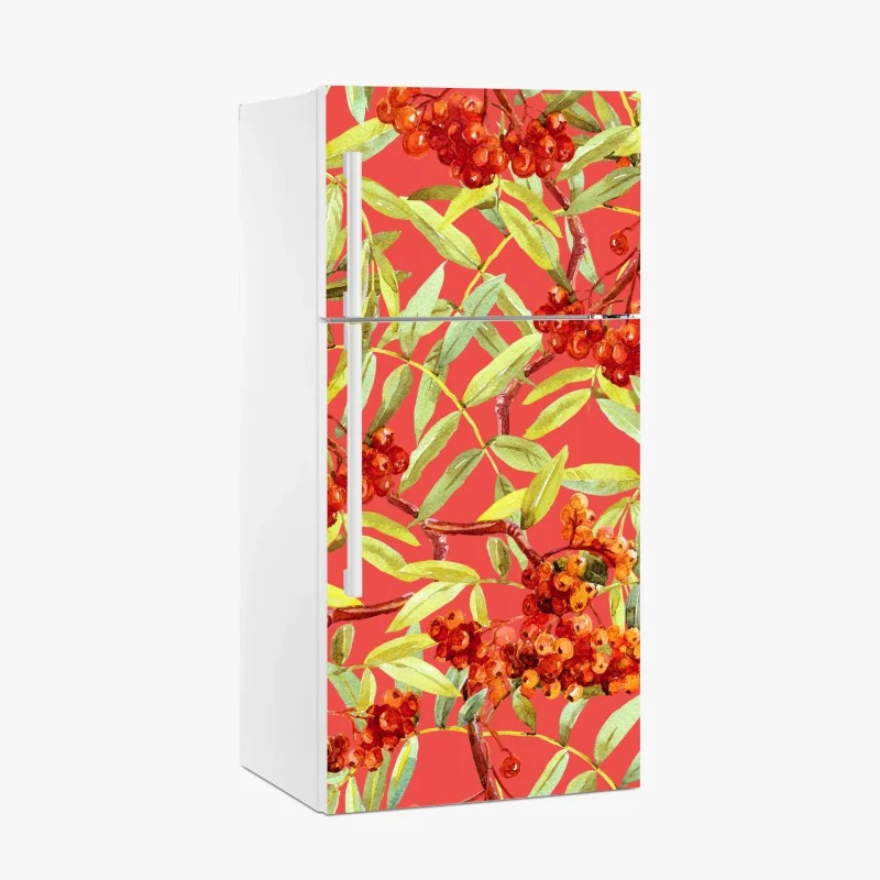Fridge sticker watercolor rowan berries pattern