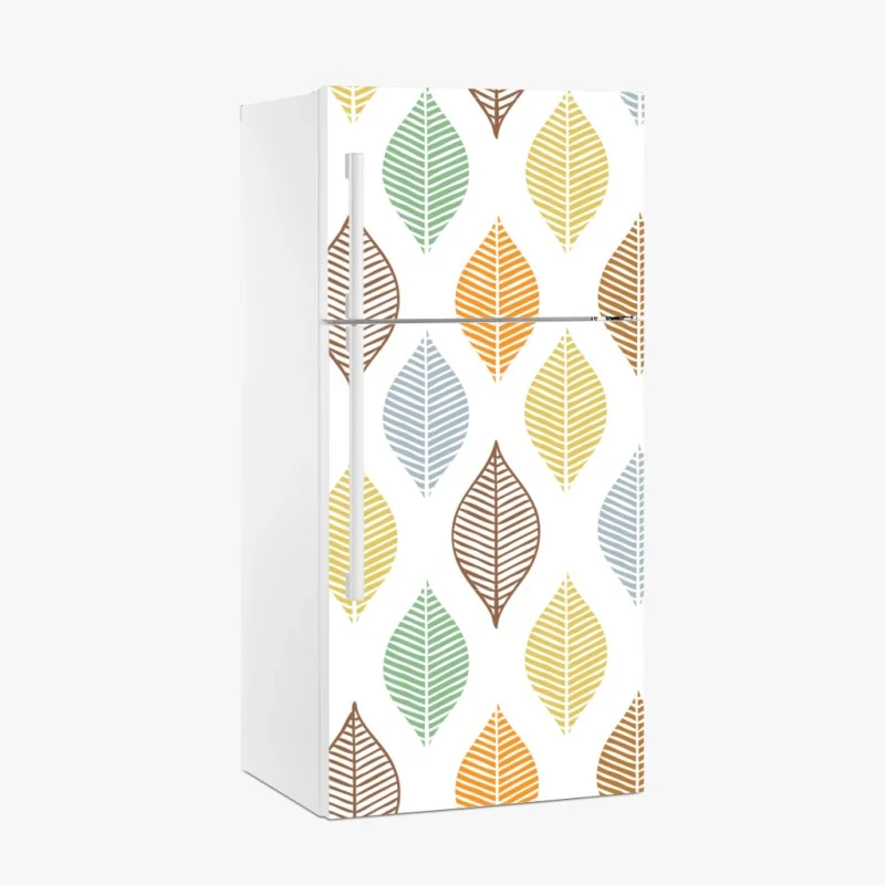 Fridge sticker pastel leaf pattern wall art