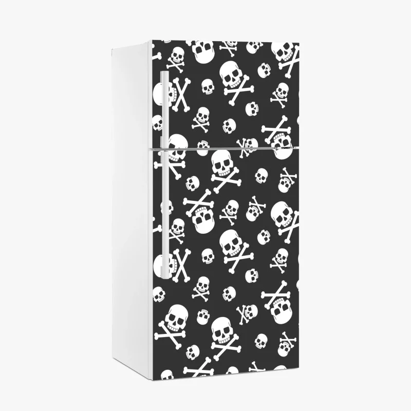 Fridge sticker white skull pattern on gray background