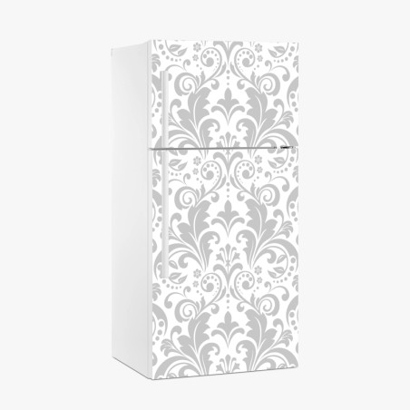 Fridge sticker elegant gray damask pattern • Wallissimo®