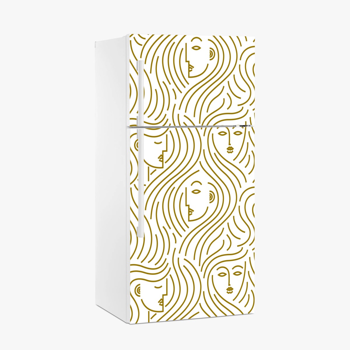 Fridge sticker golden flowing faces seamless pattern • Wallissimo® Fridge sticker golden flowing faces seamless pattern • Wallissimo®