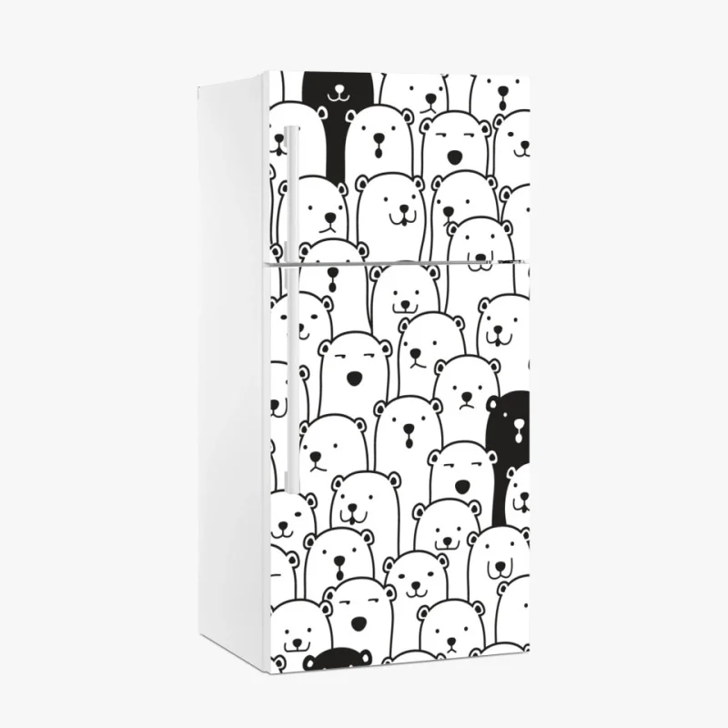 Fridge sticker adorable bear crowd pattern