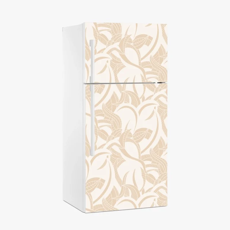 Fridge sticker beige botanical leaf pattern