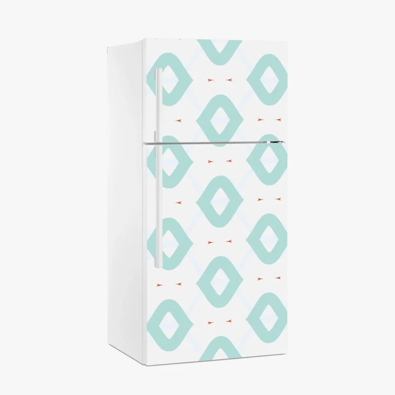 Fridge sticker turquoise geometric diamond pattern