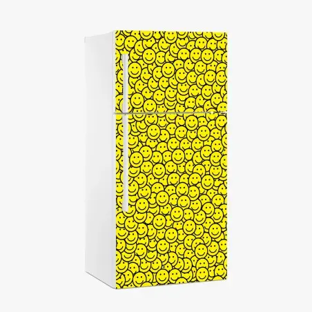 Fridge sticker cheerful smiley faces pattern • Wallissimo®