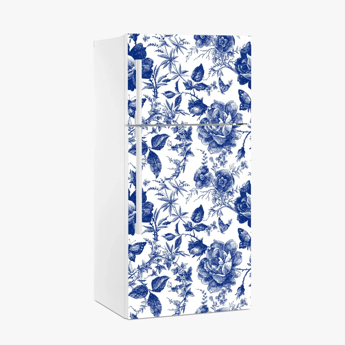 Fridge sticker blue floral toile pattern • Wallissimo® Fridge sticker blue floral toile pattern • Wallissimo®