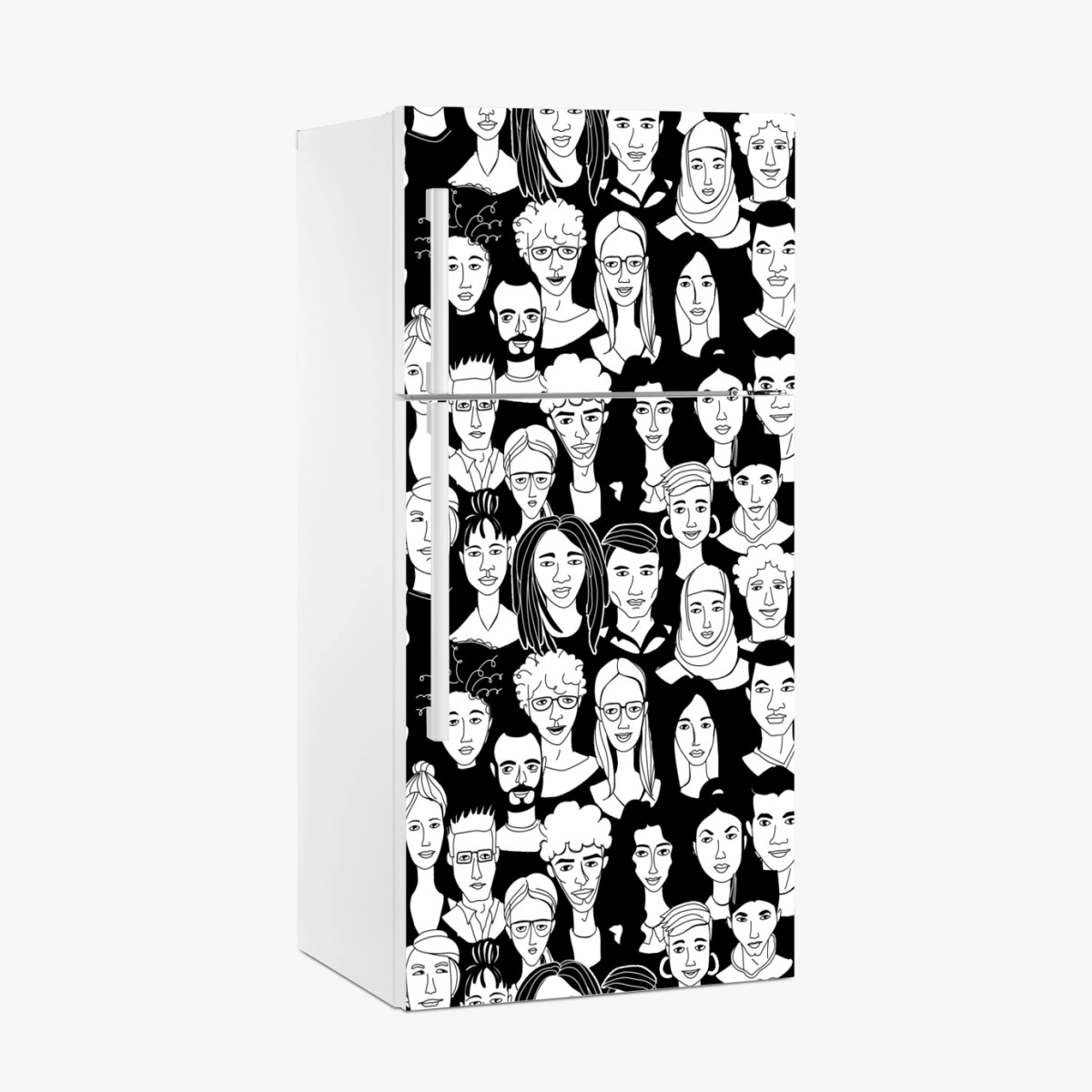 Fridge sticker diverse faces pattern • Wallissimo®