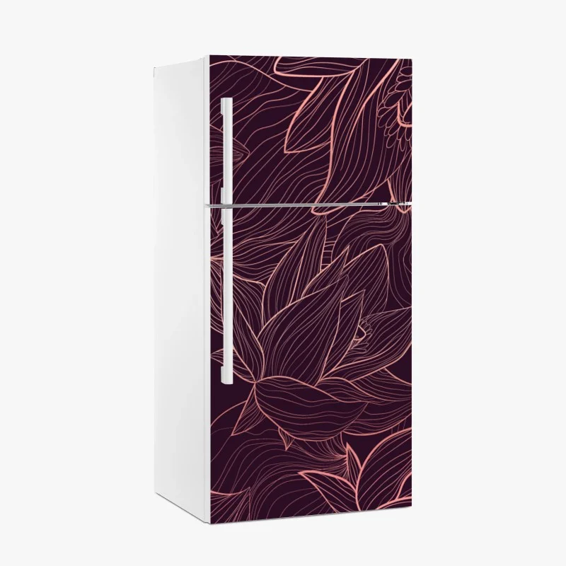 Fridge sticker elegant pink line floral pattern