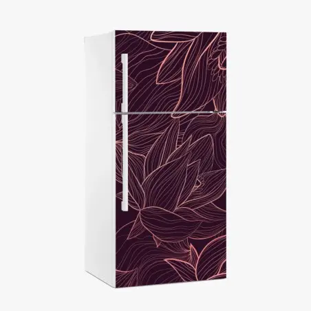 Fridge sticker elegant pink line floral pattern • Wallissimo®
