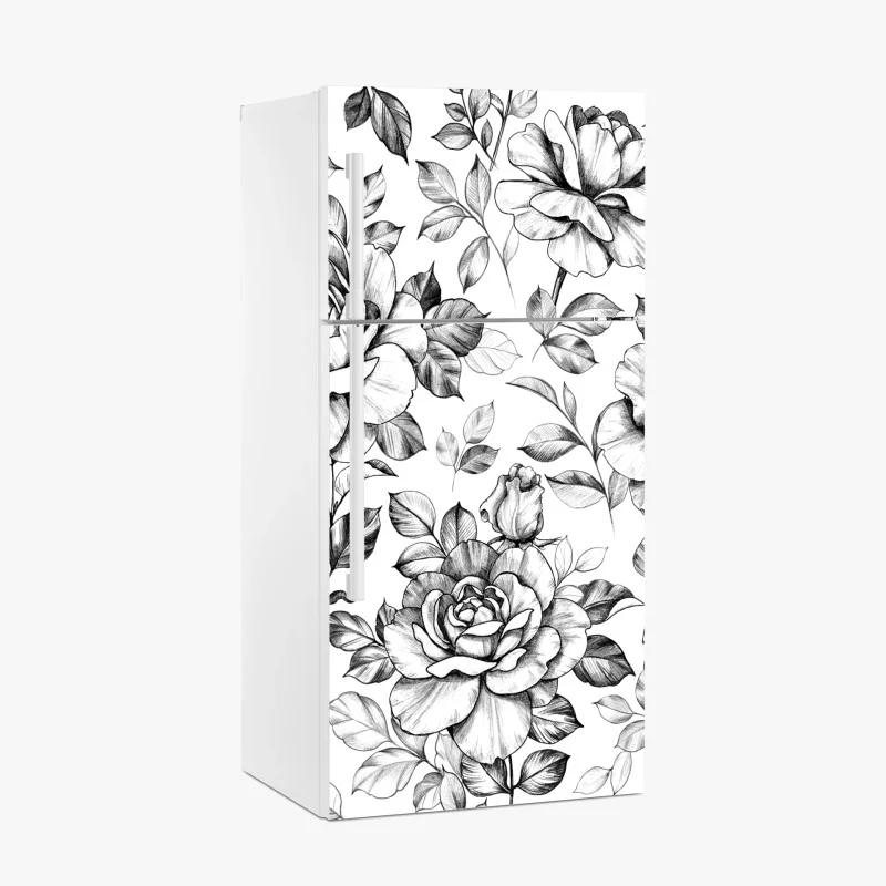 Fridge sticker hand-drawn rose floral pattern