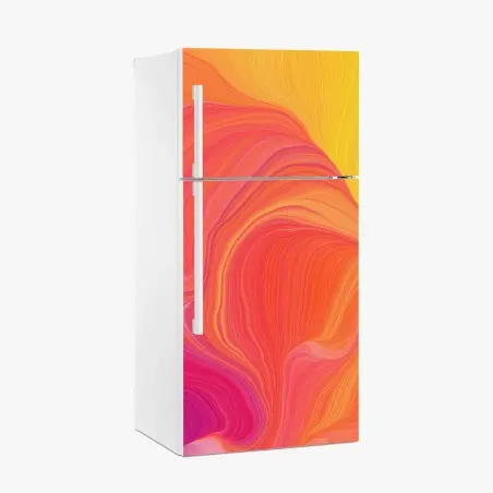 Fridge sticker vibrant flowing color waves • Wallissimo®