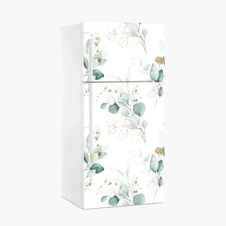 Fridge sticker green eucalyptus watercolor botanical pattern • Wallissimo®