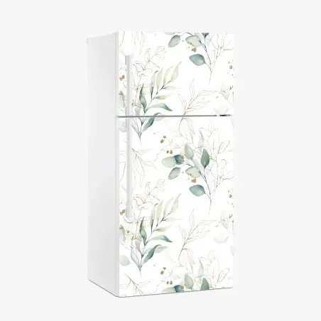 Fridge sticker soft eucalyptus watercolor leaves pattern • Wallissimo®