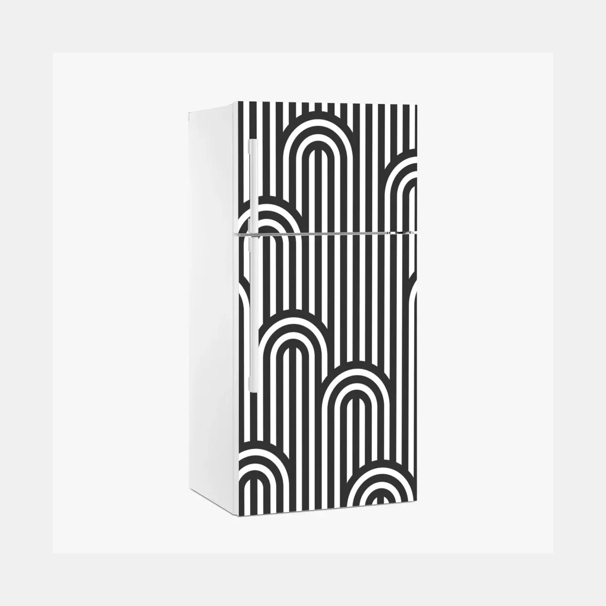 Fridge sticker black and white geometric stripe pattern • Wallissimo® Fridge sticker black and white geometric stripe pattern • Wallissimo®