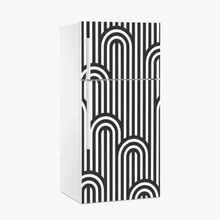 Fridge sticker black and white geometric stripe pattern • Wallissimo®
