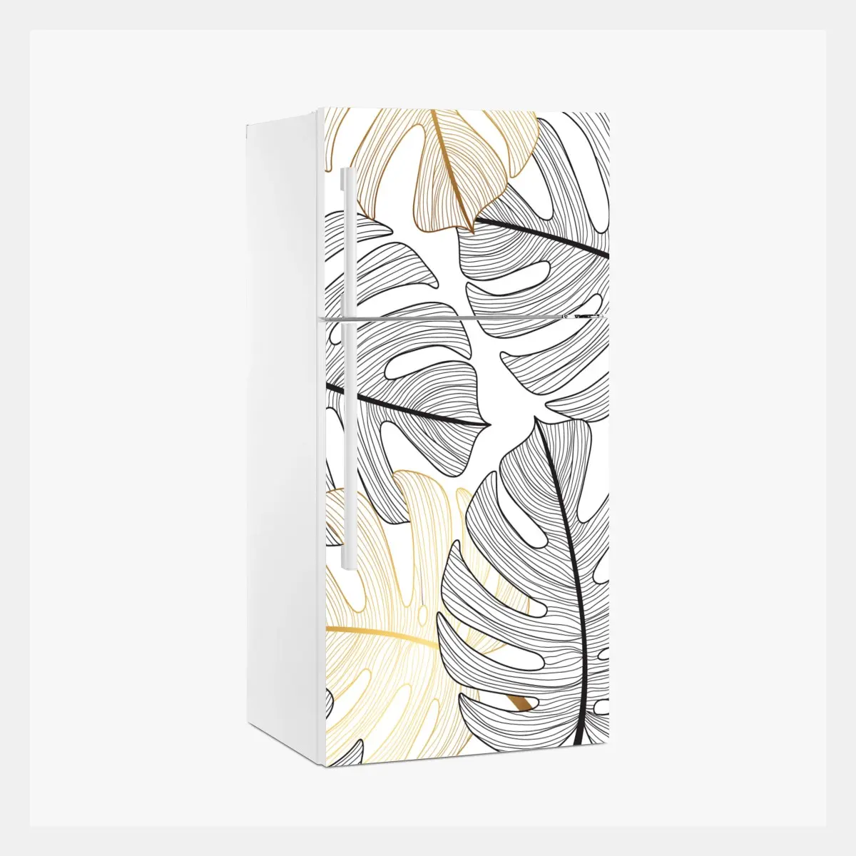 Fridge sticker monstera leaf pattern with gold accents • Wallissimo® Fridge sticker monstera leaf pattern with gold accents • Wallissimo®