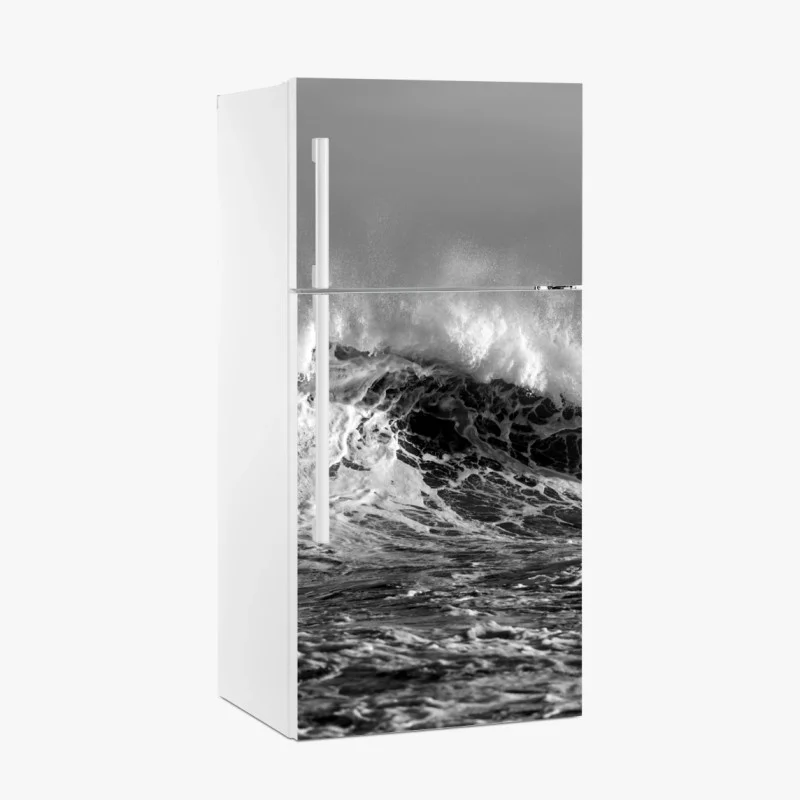 Fridge sticker dramatic monochrome ocean wave