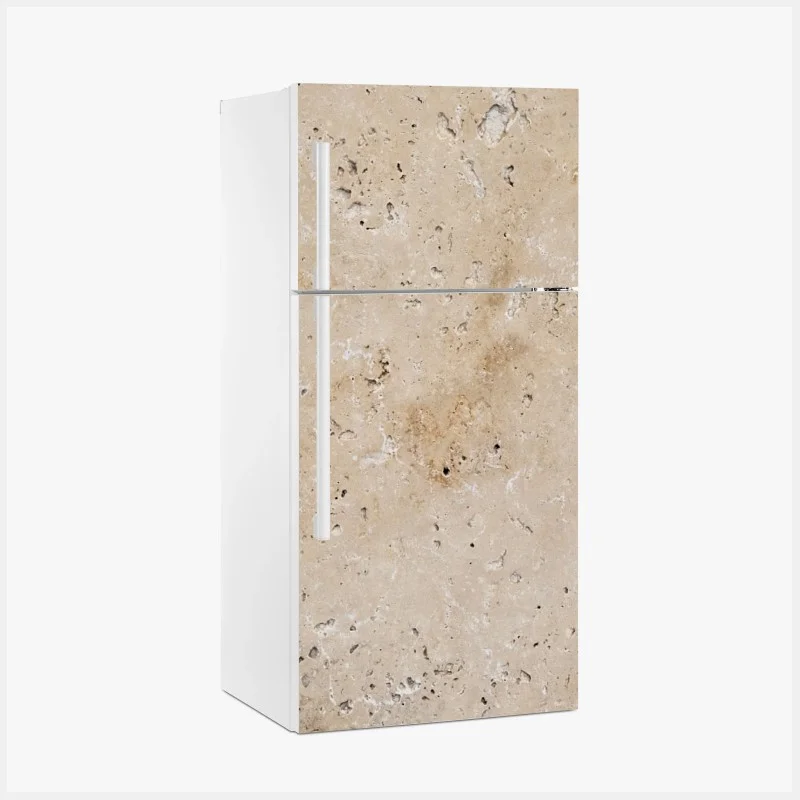 Fridge sticker beige travertine stone texture