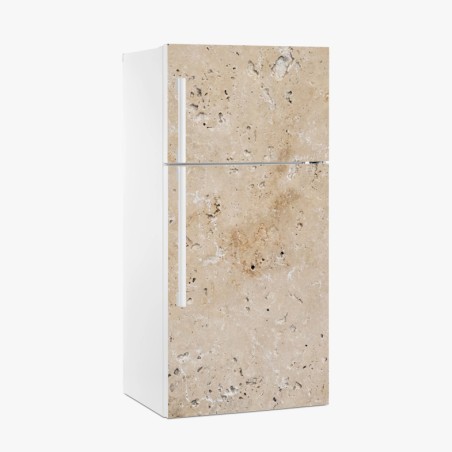 Fridge sticker beige travertine stone texture • Wallissimo®