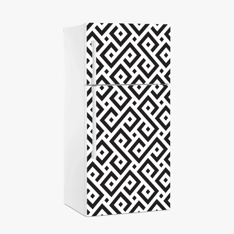Fridge sticker timeless black and white geometric pattern