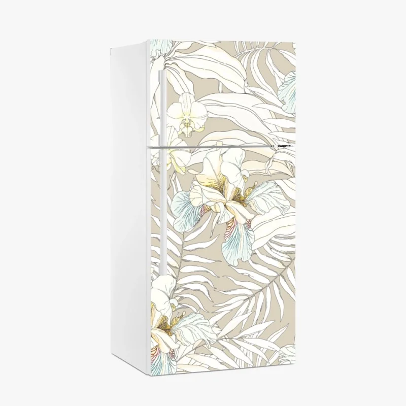 Fridge sticker tropical cockatoo floral pattern