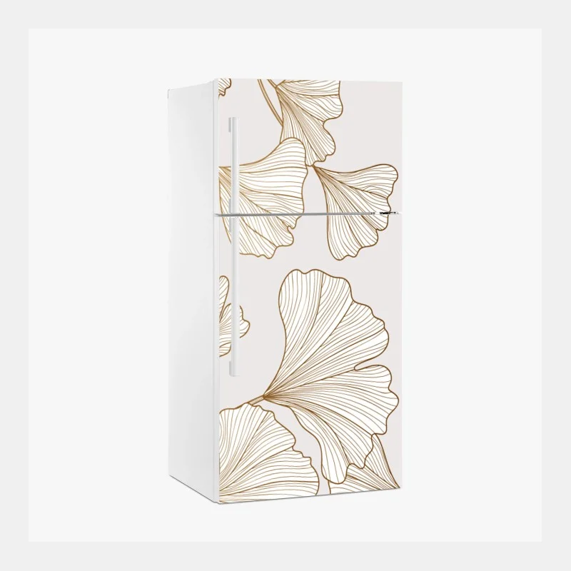 Fridge sticker delicate golden ginkgo botanical pattern