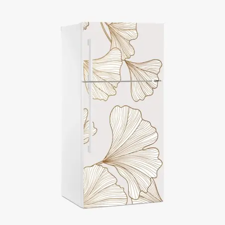 Fridge sticker delicate golden ginkgo botanical pattern • Wallissimo®