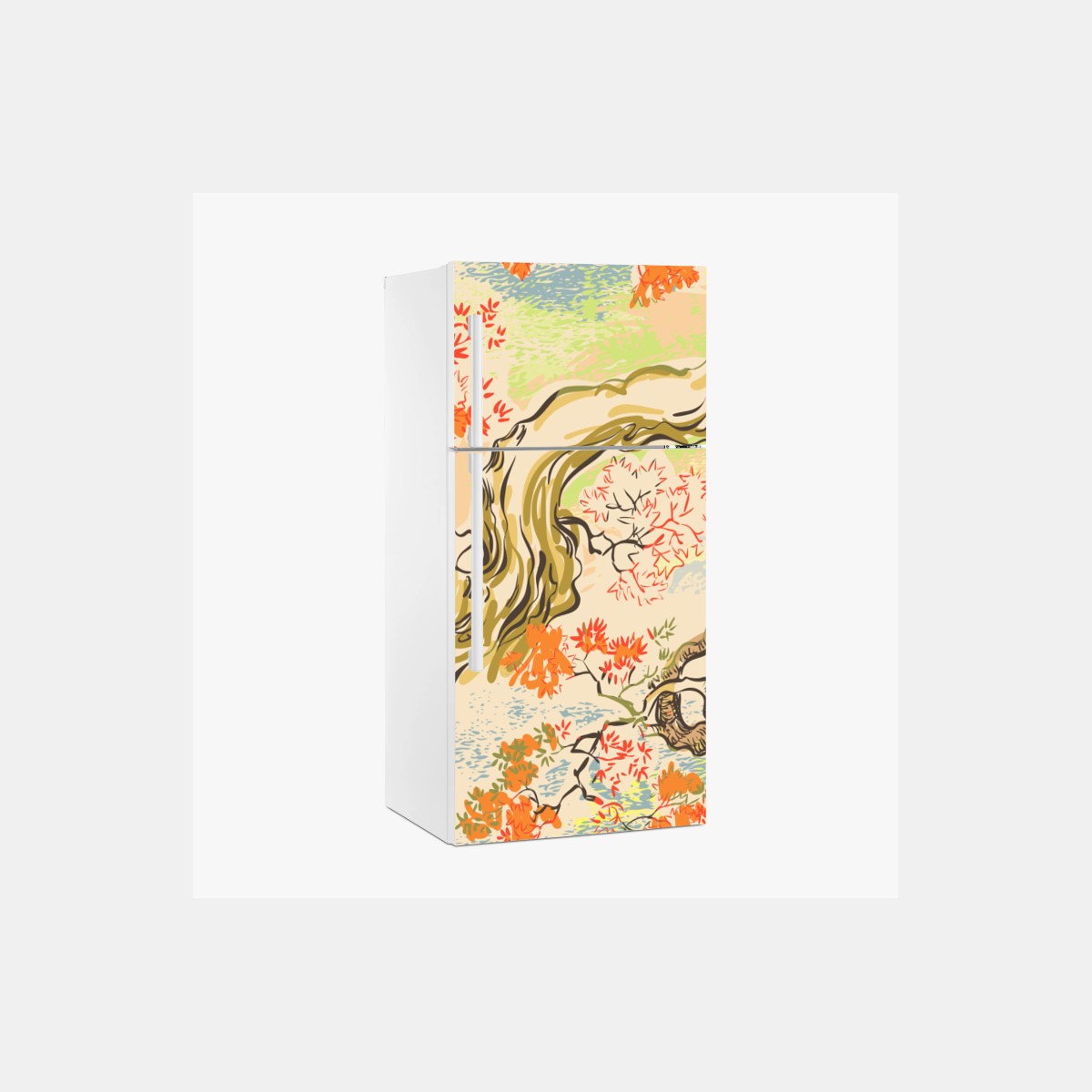 Fridge sticker serene oriental tree and leaf pattern ⁕ Wallissimo® Fridge sticker serene oriental tree and leaf pattern ⁕ Wallissimo®