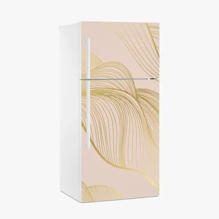 Fridge sticker golden waves abstract pattern • Wallissimo®