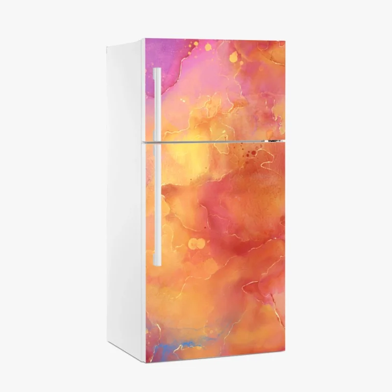 Fridge sticker vibrant watercolor abstract in warm hues