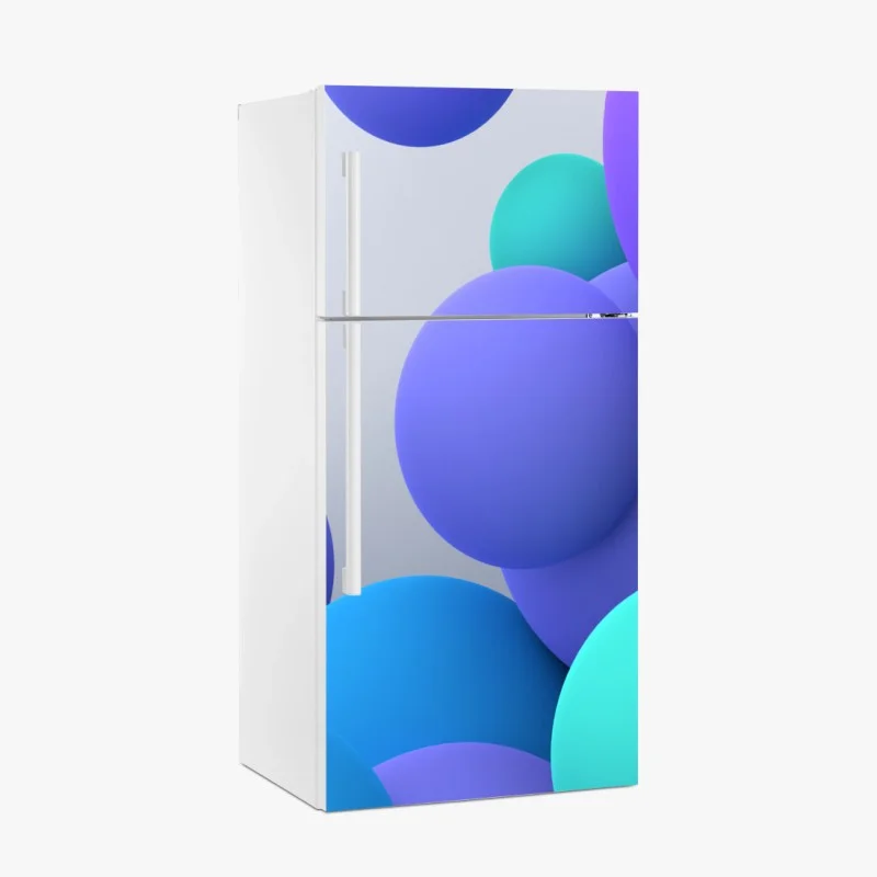 Fridge sticker colorful 3d floating spheres abstract art