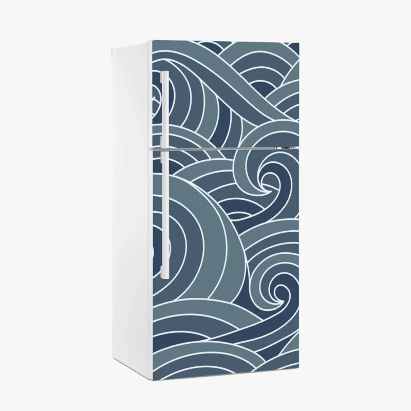 Fridge sticker stylized ocean wave pattern